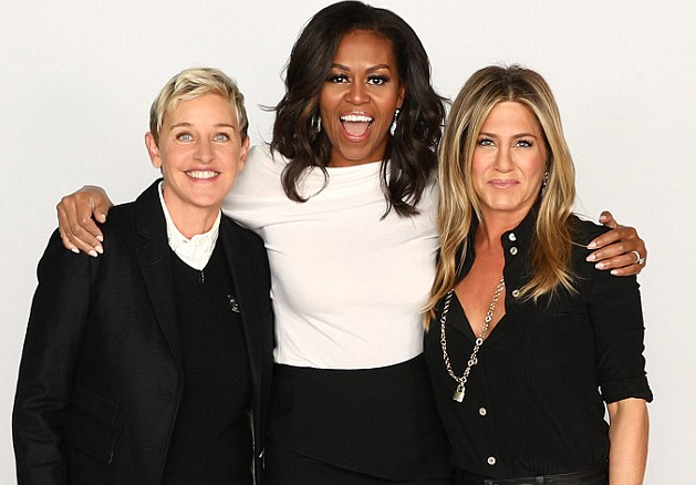 Aniston e Obama bëhen bashkë për ditëlindjen e Ellen