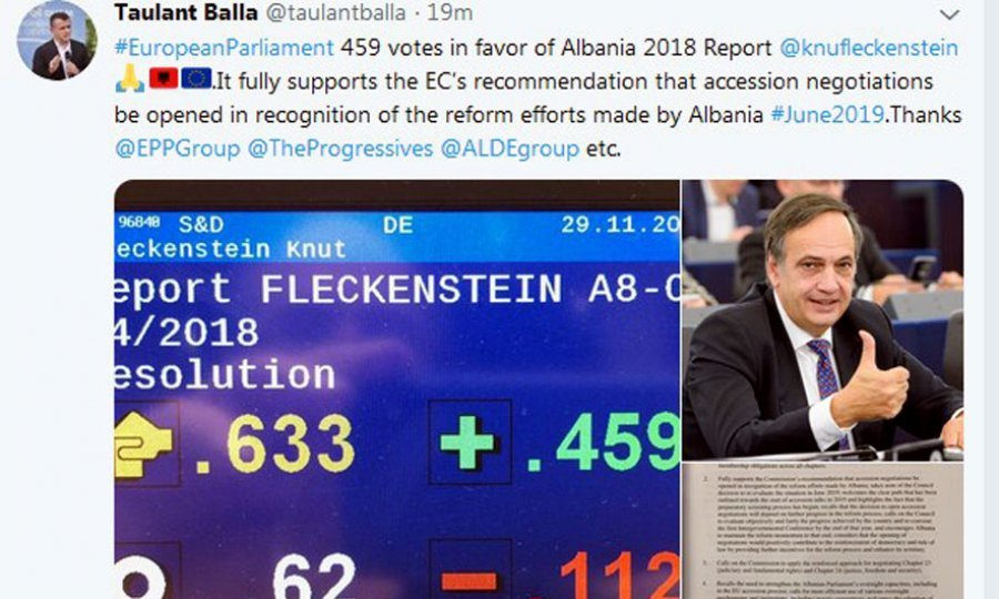 Parlamenti Evropian voton pro integrimit të Shqipërisë në BE